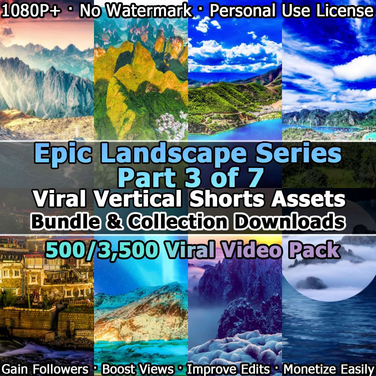 Epic Landscape Series Part 3: 500 Vertical Shorts to Dominate TikTok/Reels — 3,500 Total Clips!