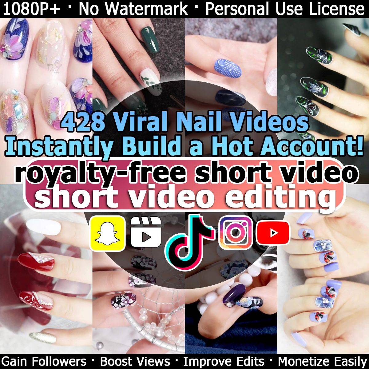 428 Viral Nail Videos Instantly Build a Hot Account! royalty-free short video short video editing