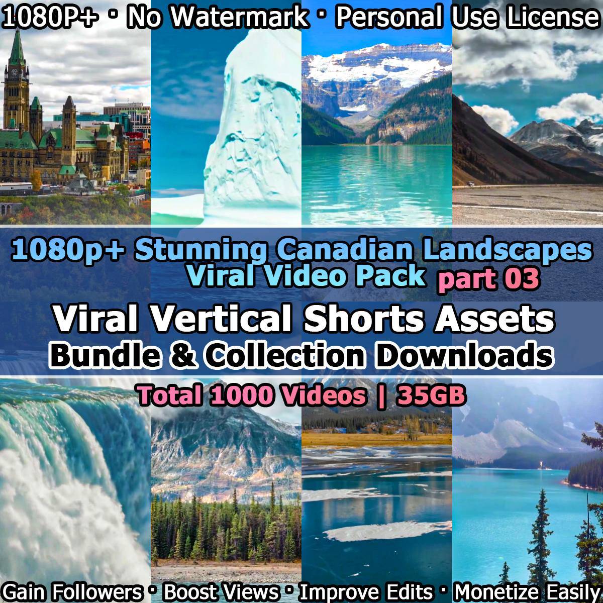 🎥 Canadian Landscapes Viral Shorts Pack Vol. 03 1000+ 1080P+ Vertical Videos | No Watermark | Personal License