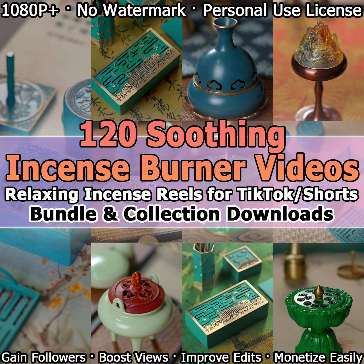 120 Soothing Incense Burner Videos  Relaxing Incense Reels for TikTok/Shorts Bundle & Collection Downloads