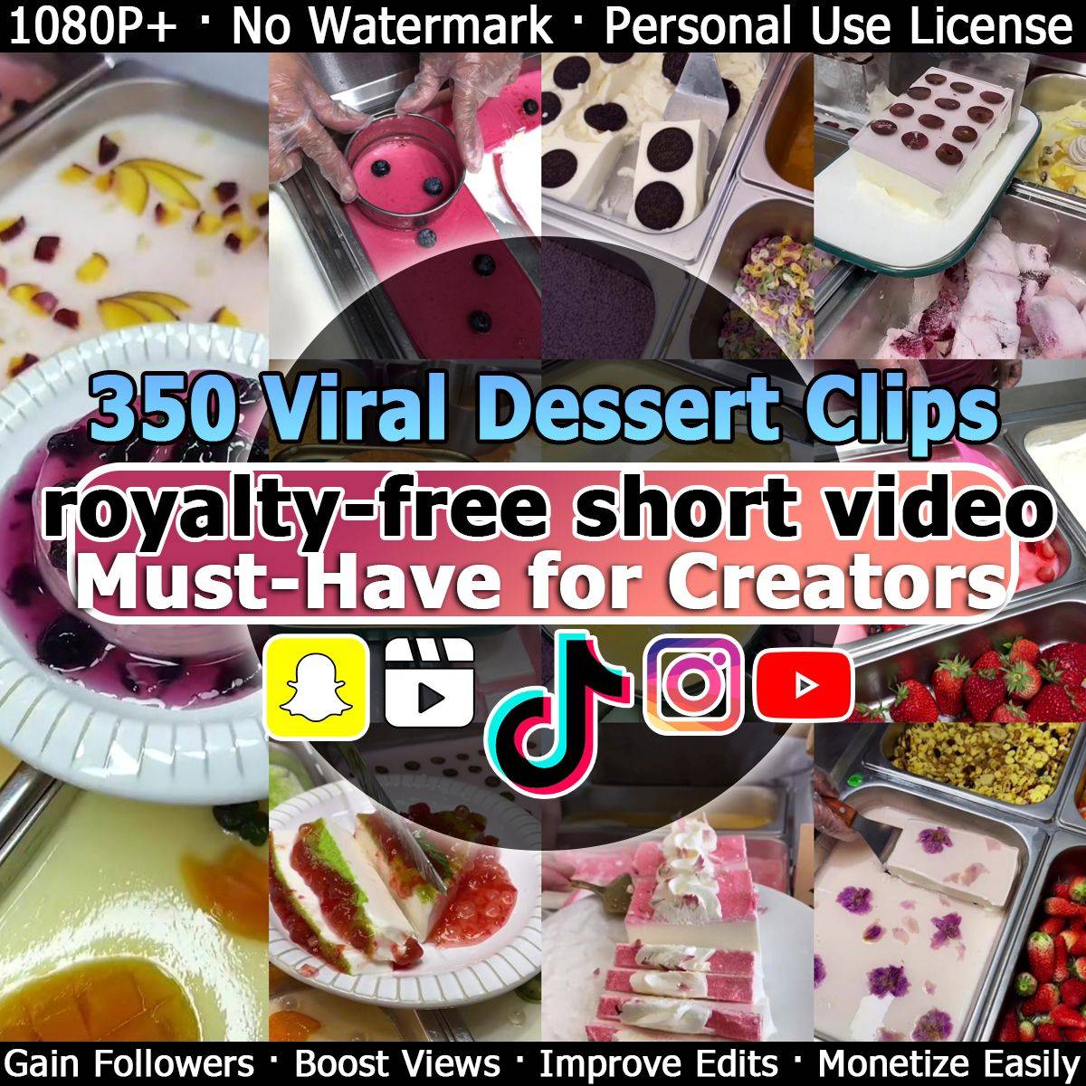 350 Viral Dessert Clips royalty-free short video Must-Have for Creators