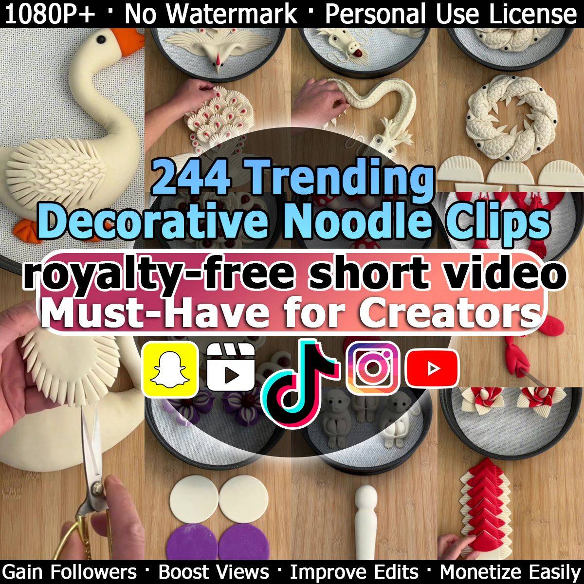 244 Trending Decorative Noodle Clips royalty-free short video Must-Have for Creators