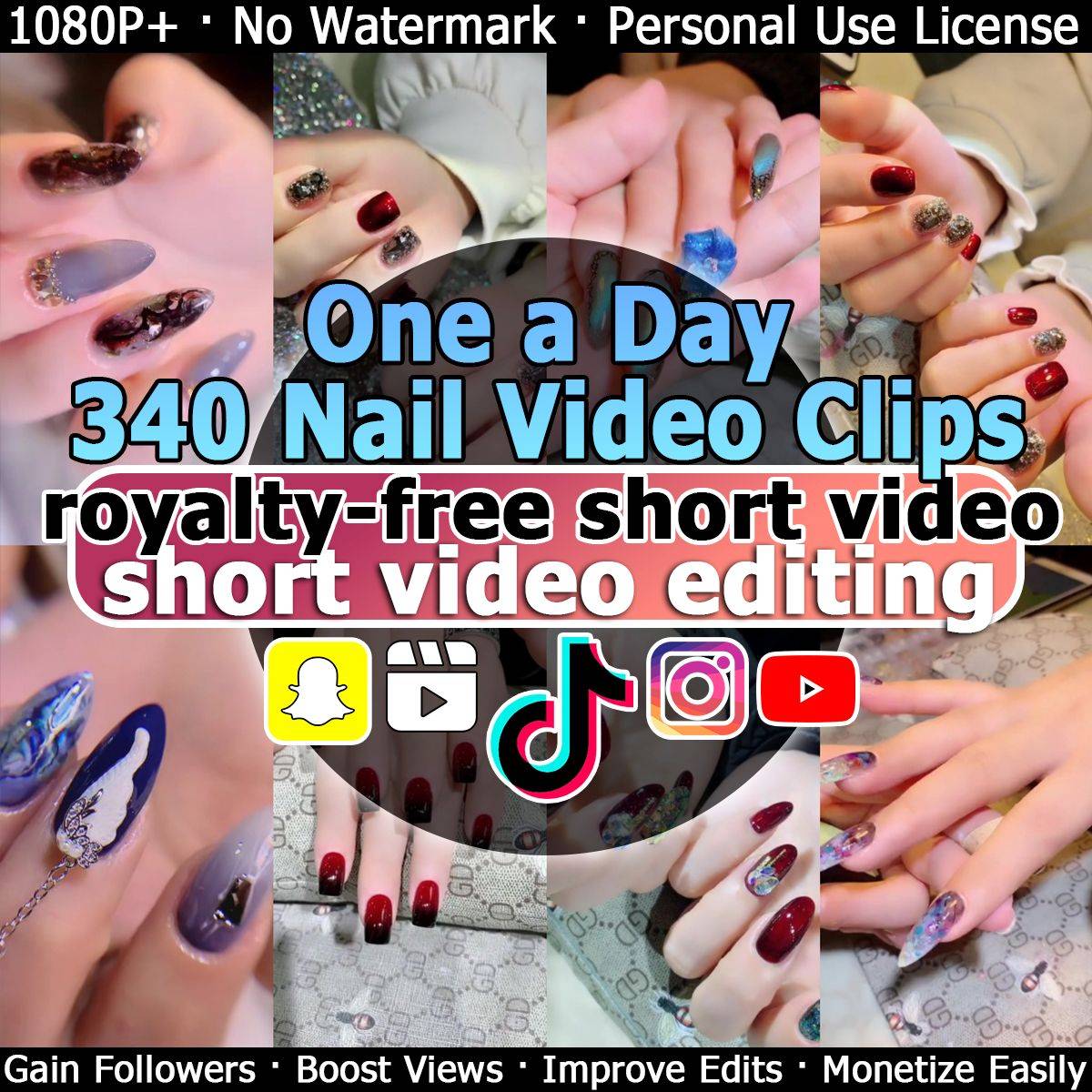 One a Day 340 Nail Video Clips royalty-free short video short video editing